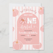 Invitation Pink Whimsical Stripes Citrouille Anniversaire com (Devant)