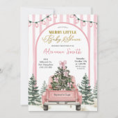 Invitation Pink Whimsical Stripes Merry Little Baby Shower (Devant)