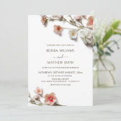 Invitation Pink White 3D Wildflowers Wedding (Debout devant)