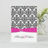 Invitation Pink, White, Black Mariage damassé (Debout devant)