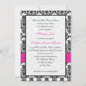 Invitation Pink, White, Black Mariage damassé (Dos)