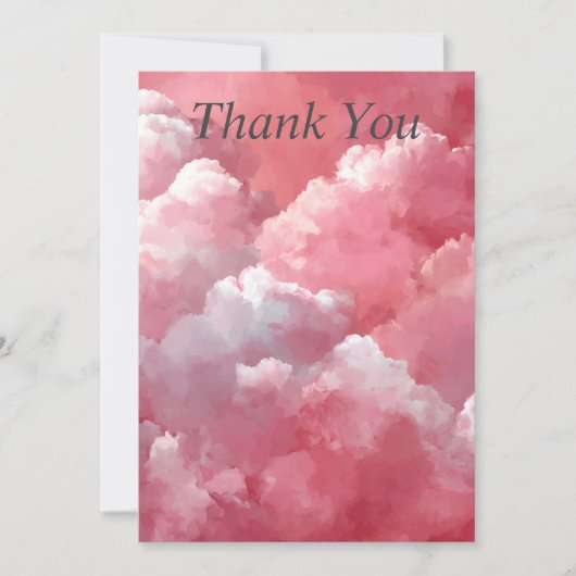 Invitation Pink & White Clouds Thank You Card (Devant)