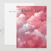 Invitation Pink & White Clouds Thank You Card (Devant / Derrière)