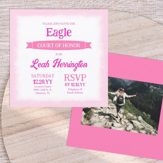 Invitation Pink & White Eagle Court of Honor Party
