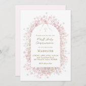 Invitation pink white First Communion girl (Devant / Derrière)