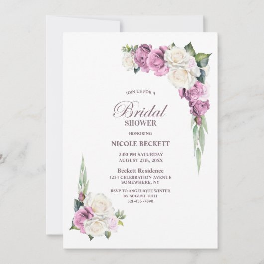 Invitation Pink White Floral (Devant)