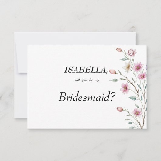 Invitation Pink white mint lilac spring flower Bridesmaid (Devant)