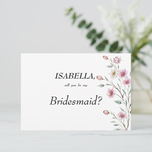 Invitation Pink white mint lilac spring flower Bridesmaid (Debout devant)