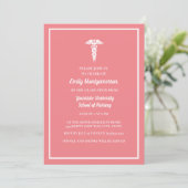 Invitation Pink White Nursing School Graduation Party (Debout devant)