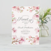 Invitation Pink White Springtime Floral Sweet 16 Anniversaire (Debout devant)