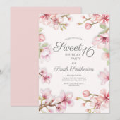 Invitation Pink White Springtime Floral Sweet 16 Anniversaire (Devant / Derrière)