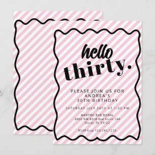 Invitation Pink White Stripes Trente 30e anniversaire