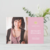 Invitation Pink & White Typography Photo Graduation Party (Debout devant)