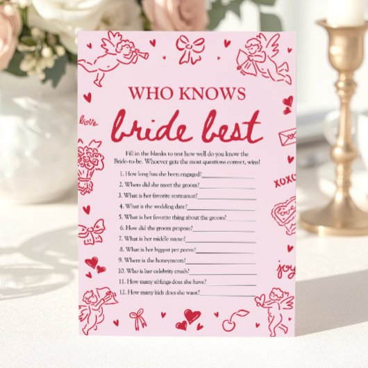 Invitation Pink Who Knows The Bride Best Bridal Shower Game