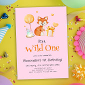 Invitation Pink Wild One Baby Girl Premier anniversaire