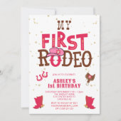 Invitation Pink Wild West Cowgirl 1ère fête d'anniversaire (Devant)