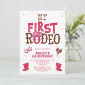 Invitation Pink Wild West Cowgirl 1ère fête d'anniversaire (Debout devant)