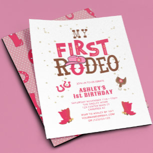 Invitation Pink Wild West Cowgirl 1ère fête d'anniversaire