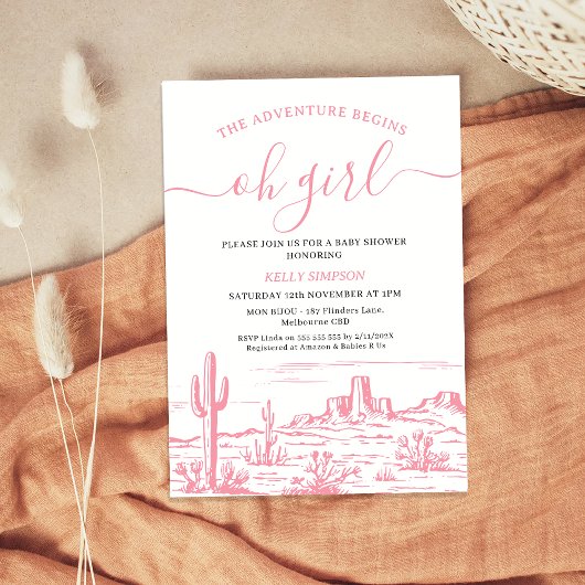 Invitation Pink Wilderness Adventure commence le Baby shower