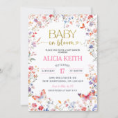 Invitation Pink Wildflower Baby in Bloom Baby Shower (Devant)