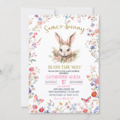 Invitation Pink Wildflower Bunny Baby Shower (Devant)