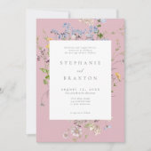 Invitation Pink Wildflower Garden Elegant Wedding (Devant)