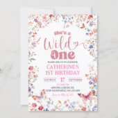 Invitation Pink Wildflower Girl First Birthday (Devant)