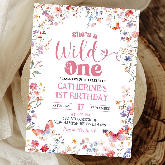 Invitation Pink Wildflower Girl First Birthday
