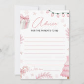 Invitation Pink Winter Baby Advice Card (Devant)