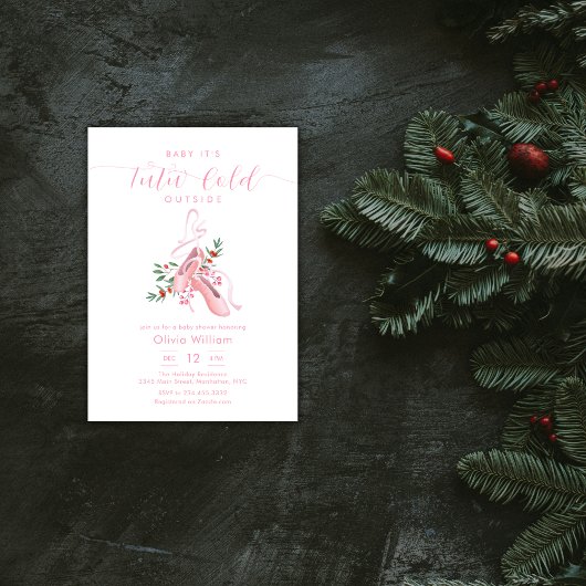 Invitation Pink Winter Ballerina Tutu Cold Baby Shower