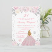 Invitation Pink Winter Blonde Hair Princesse Anniversaire (Debout devant)