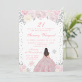 Invitation Pink Winter Brunette Hair Princesse Anniversaire (Debout devant)