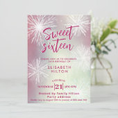 Invitation Pink Winter merveilleland aquarelle flocons de nei (Debout devant)