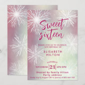 Invitation Pink Winter merveilleland aquarelle flocons de nei (Devant / Derrière)