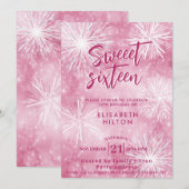 Invitation Pink Winter merveilleland aquarelle flocons de nei (Devant / Derrière)