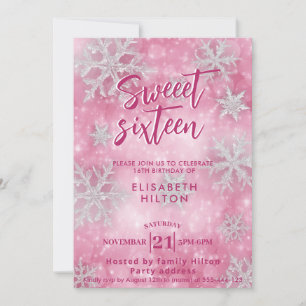 Invitation Pink Winter merveilleland snowflakes robe doux 16
