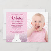 Invitation Pink Winter ONEderland 1er Anniversaire Photo (Devant)