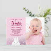 Invitation Pink Winter ONEderland 1er Anniversaire Photo (Debout devant)