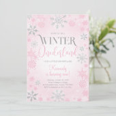 Invitation Pink Winter Onederland Anniversaire Fête Invitatio (Debout devant)