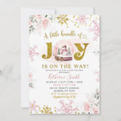 Invitation Pink Winter Snow Globe Baby shower Floral (Devant)