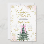 Invitation Pink Winter Snow in Love Bridal Shower (Devant)