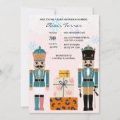 Invitation Pink Winter Snowflakes Nutcracker Baby shower (Devant)
