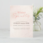 Invitation Pink Winter Sprinkles Glitter Girl 1st Birthday (Debout devant)