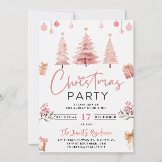 Invitation Pink Winter Tree (Devant)