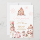 Invitation Pink Winter Wonderland Baby shower (Devant)