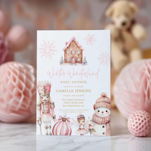 Invitation Pink Winter Wonderland Baby shower