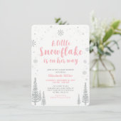 Invitation Pink Winter Wonderland, Baby shower fille (Debout devant)