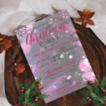 Invitation Pink Winter Wonderland Corporate Christmas Party<br><div class="desc">Conception personnalisée d'invitation de Noël d'entreprise avec des flocons de neige, et des lumières sur un arrière - plan gris. Le texte est entièrement personnalisable. Pour le modifier, utilisez l'option Personnaliser. Pour d'autres modifications, telles que les modifications apportées à la police, à la couleur de police ou à la disposition...</div>