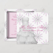 Invitation Pink Winter Wonderland Quinceanera (Devant / Derrière)