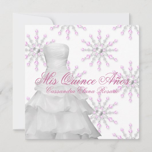 Invitation Pink Winter Wonderland Quinceanera (Devant)